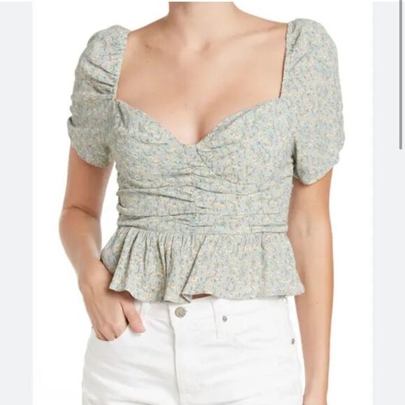 ASTR Blue Ditsy Floral Top NWT Size XL - Picture 1 of 6